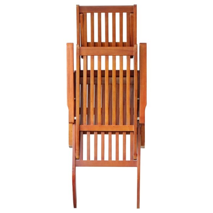 Chaise longue d'extérieur repose-pied et coussin Acacia solide – Image 3