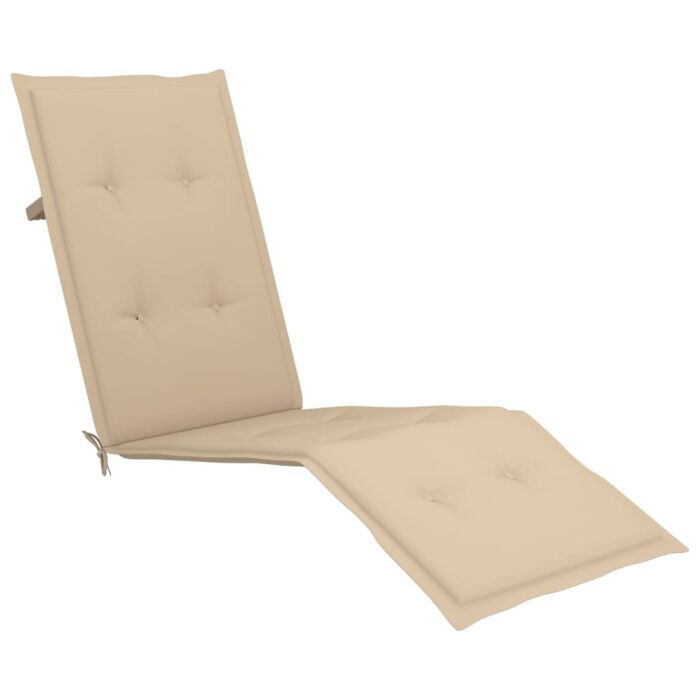 Chaise longue d'extérieur repose-pied et coussin Acacia solide – Image 5