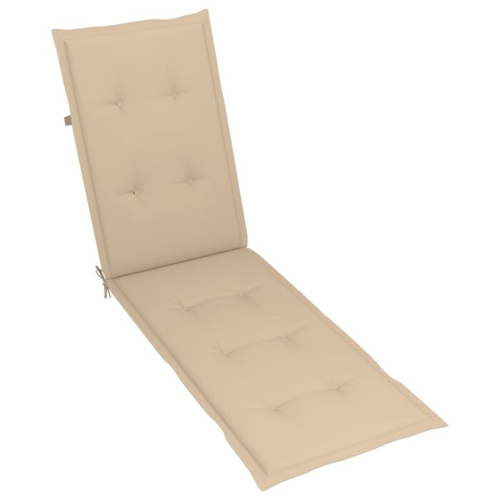 Chaise longue d'extérieur repose-pied et coussin Acacia solide – Image 6