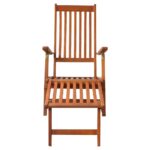 Chaise longue d'extérieur repose-pied et coussin Acacia solide – Image 2