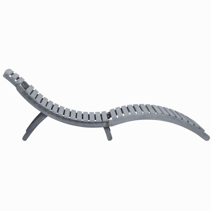 Chaise longue avec coussin Gris Bois d'acacia solide – Image 3