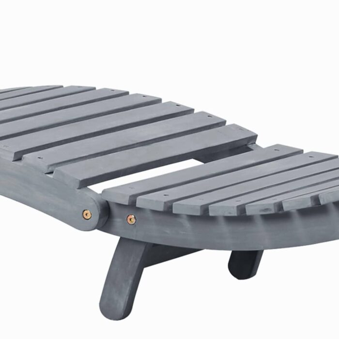 Chaise longue avec coussin Gris Bois d'acacia solide – Image 6