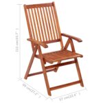 Chaises pliables de jardin lot de 3 avec coussins Bois d'acacia – Image 9