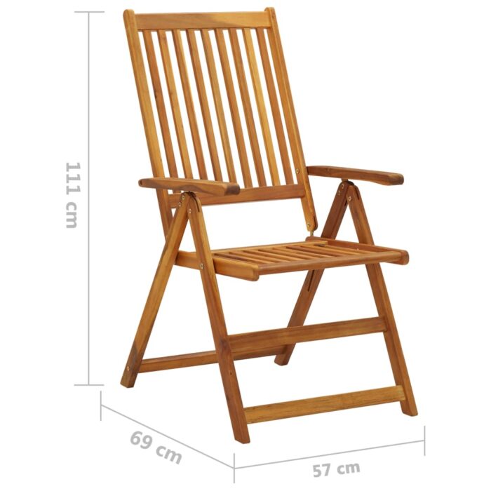 Chaises pliables de jardin lot de 3 avec coussins Bois d'acacia – Image 9
