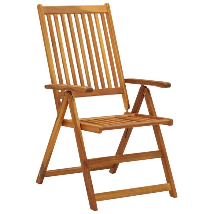Chaises pliables de jardin lot de 3 avec coussins Bois d'acacia – Image 2