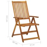 Chaises pliables de jardin lot de 3 avec coussins Bois d'acacia – Image 9