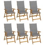 Chaises pliables de jardin lot de 6 avec coussins Bois d'acacia
