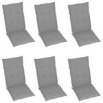 Chaises pliables de jardin lot de 6 avec coussins Bois d'acacia – Image 5