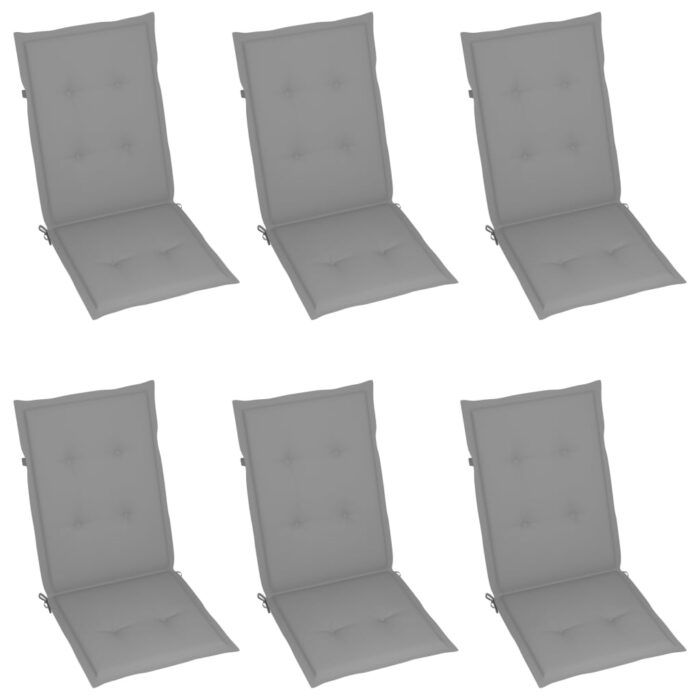 Chaises pliables de jardin lot de 6 avec coussins Bois d'acacia – Image 5