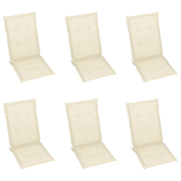 Chaises pliables de jardin lot de 6 avec coussins Bois d'acacia – Image 5
