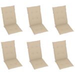 Chaises pliables de jardin lot de 6 avec coussins Bois d'acacia – Image 5
