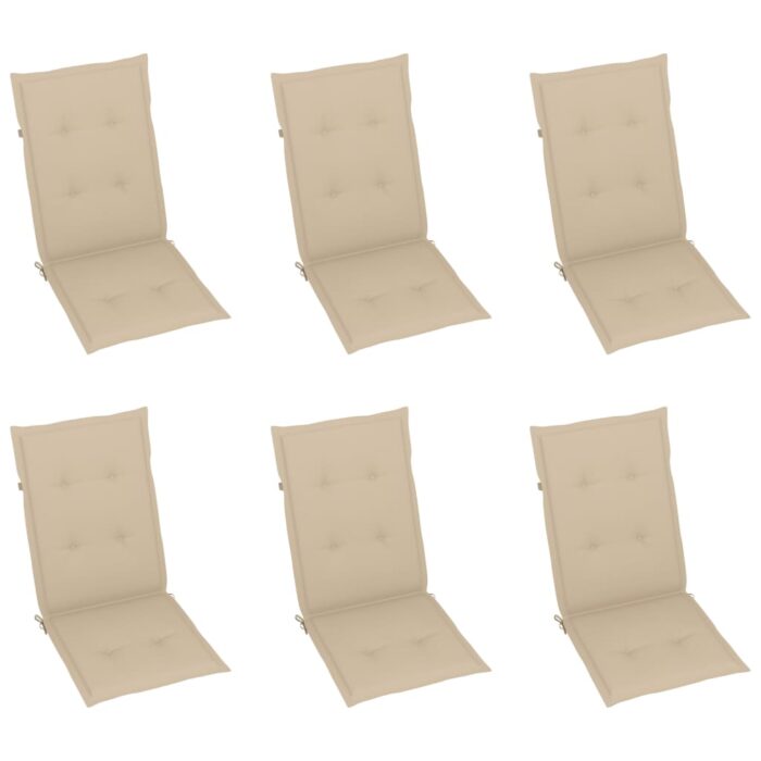 Chaises pliables de jardin lot de 6 avec coussins Bois d'acacia – Image 5