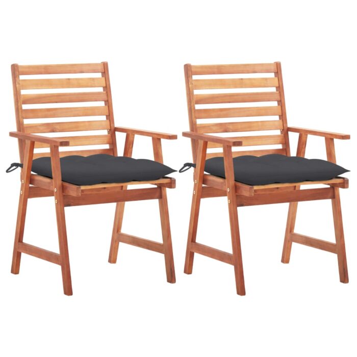 Chaises à manger d'extérieur lot de 2 et coussins Acacia massif – Image 1