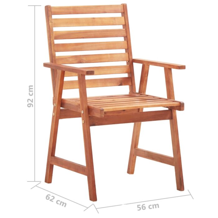 Chaises à manger d'extérieur lot de 3 et coussins Acacia massif – Image 9