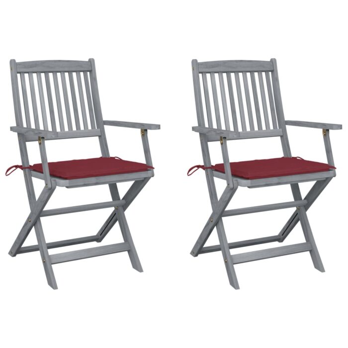 VXL8720286284155_a_en_hd_1.jpg Chaises pliables d'extérieur lot de 2 et coussins Bois d'acacia – Image 1