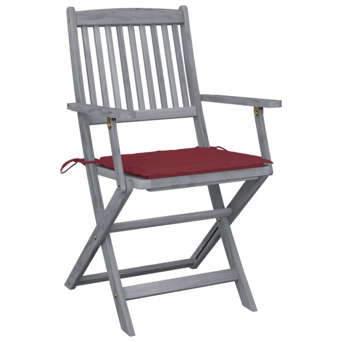 Chaises pliables d'extérieur lot de 2 et coussins Bois d'acacia – Image 2