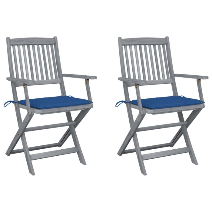 VXL8720286284162_a_en_hd_1.jpg Chaises pliables d'extérieur lot de 2 et coussins Bois d'acacia – Image 1