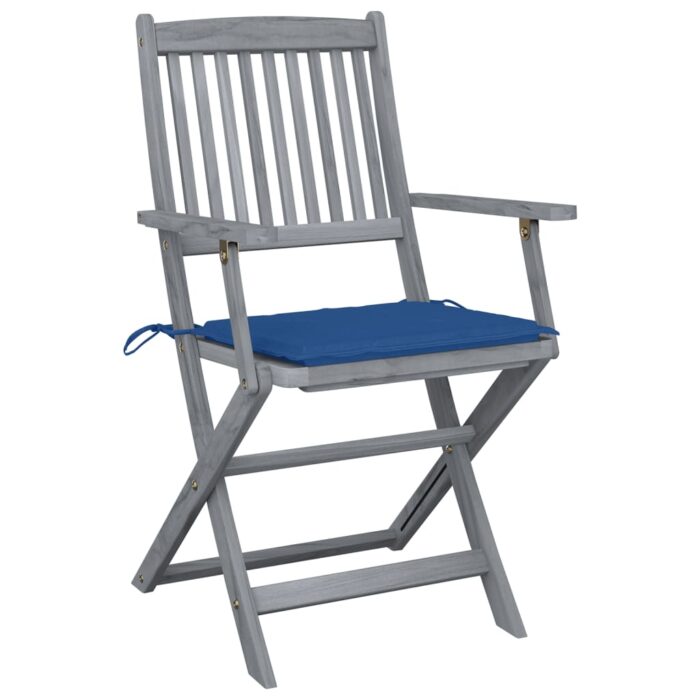 Chaises pliables d'extérieur lot de 2 et coussins Bois d'acacia – Image 2