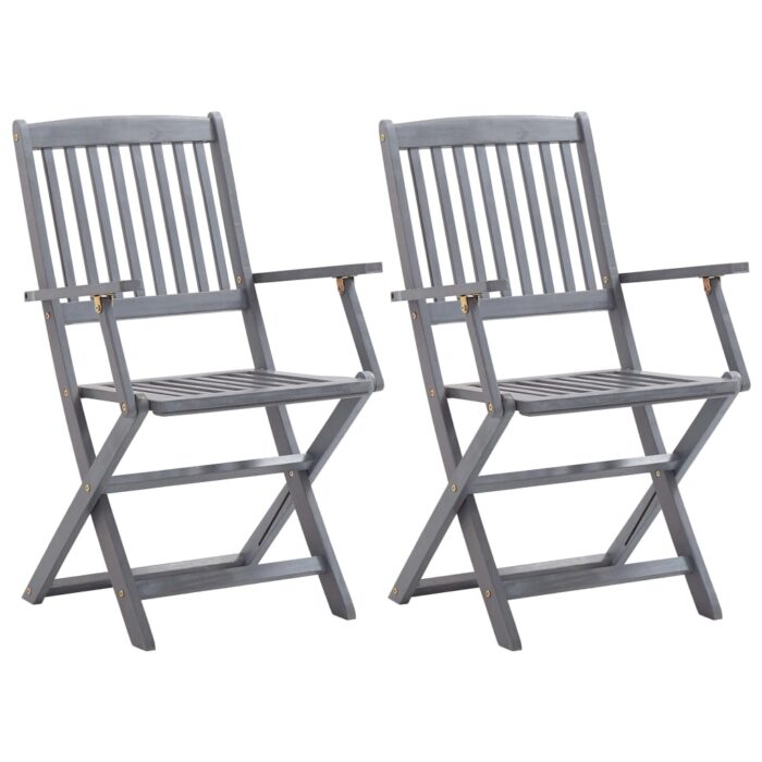 Chaises pliables d'extérieur lot de 2 et coussins Bois d'acacia – Image 2
