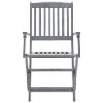 Chaises pliables d'extérieur lot de 4 et coussins Bois d'acacia – Image 9
