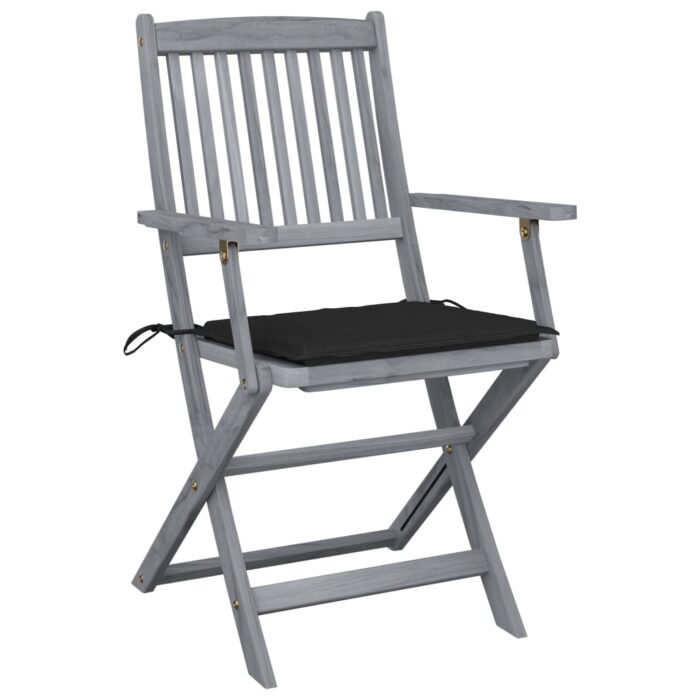 Chaises pliables d'extérieur lot de 4 et coussins Bois d'acacia – Image 2