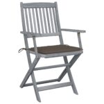 Chaises pliables d'extérieur lot de 4 et coussins Bois d'acacia – Image 2