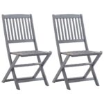 Chaises pliables d'extérieur lot de 2 et coussins Bois d'acacia – Image 2