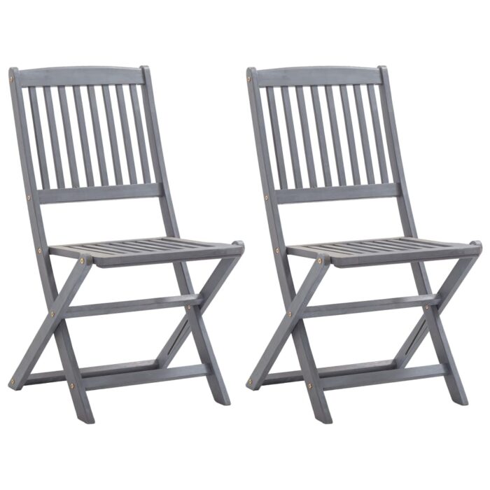 Chaises pliables d'extérieur lot de 2 et coussins Bois d'acacia – Image 2