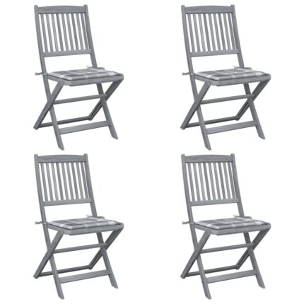 Chaises pliables d'extérieur lot de 4 et coussins Bois d'acacia