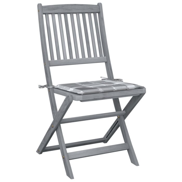 Chaises pliables d'extérieur lot de 4 et coussins Bois d'acacia – Image 2