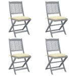 Chaises pliables d'extérieur lot de 4 et coussins Bois d'acacia