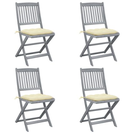 Chaises pliables d'extérieur lot de 4 et coussins Bois d'acacia