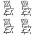 Chaises pliables d'extérieur lot de 4 et coussins Bois d'acacia – Image 2