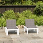 Chaises de salon de jardin et coussins lot de 2 Plastique Blanc