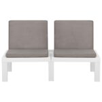 Bancs de salon de jardin avec coussins lot de 2 Plastique Blanc – Image 3