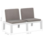 Bancs de salon de jardin avec coussins lot de 2 Plastique Blanc – Image 7