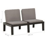 Bancs de salon de jardin avec coussins lot de 2 Plastique Gris – Image 7