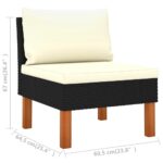 Salon de jardin 4 pcs avec coussins Résine tressée Noir – Image 7