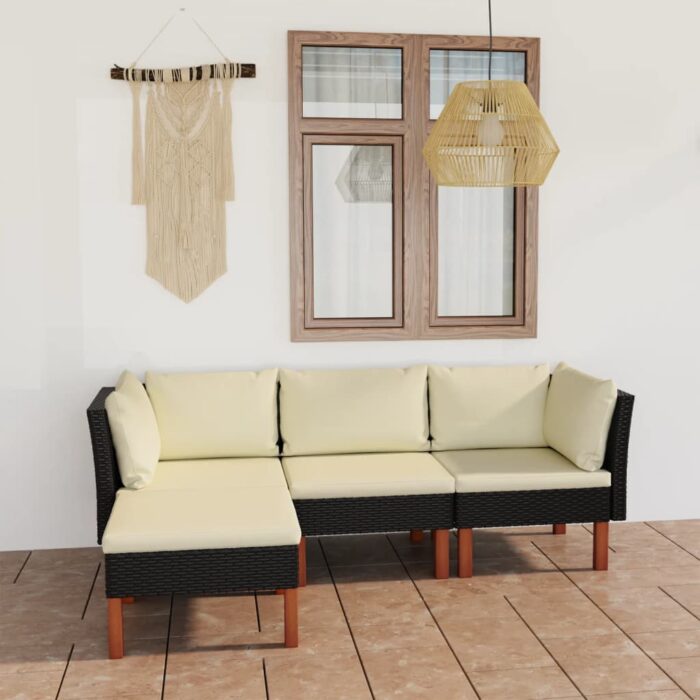 VXL8720286291368_m_en_hd_1.jpg Salon de jardin 4 pcs avec coussins Résine tressée Noir – Image 1