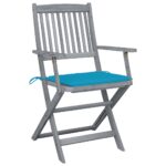 Chaises pliables d'extérieur lot de 6 et coussins Bois d'acacia – Image 7