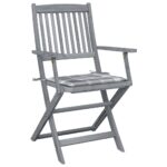 Chaises pliables d'extérieur lot de 6 et coussins Bois d'acacia – Image 7