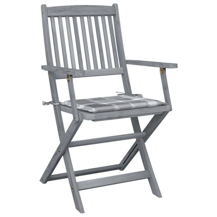Chaises pliables d'extérieur lot de 6 et coussins Bois d'acacia – Image 7