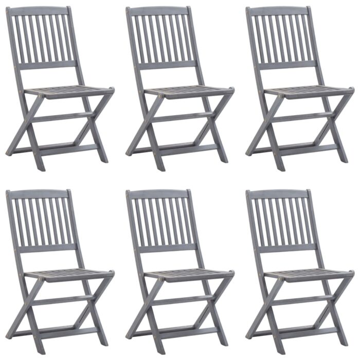 Chaises pliables d'extérieur lot de 6 et coussins Bois d'acacia – Image 2