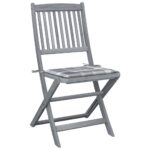 Chaises pliables d'extérieur lot de 6 et coussins Bois d'acacia – Image 7
