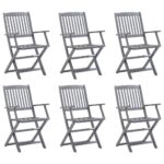 Chaises pliables d'extérieur lot de 6 Bois d'acacia solide