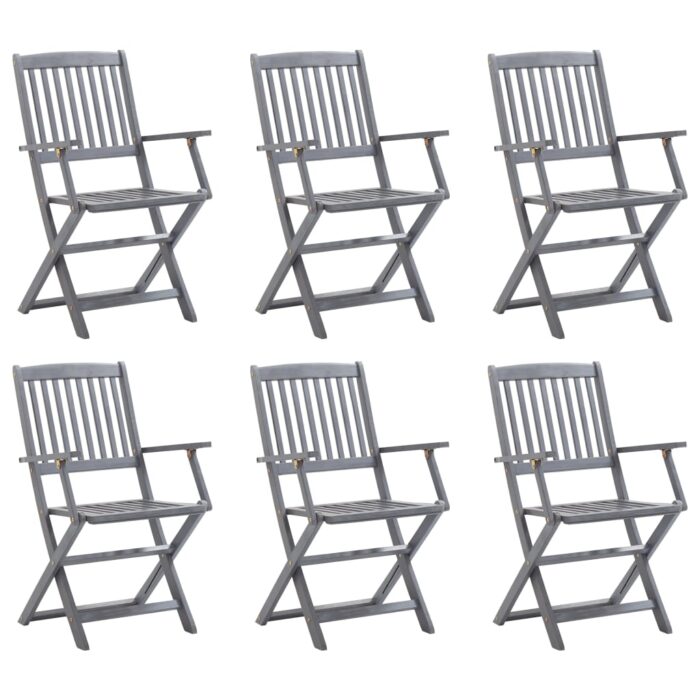 Chaises pliables d'extérieur lot de 6 Bois d'acacia solide – Image 1