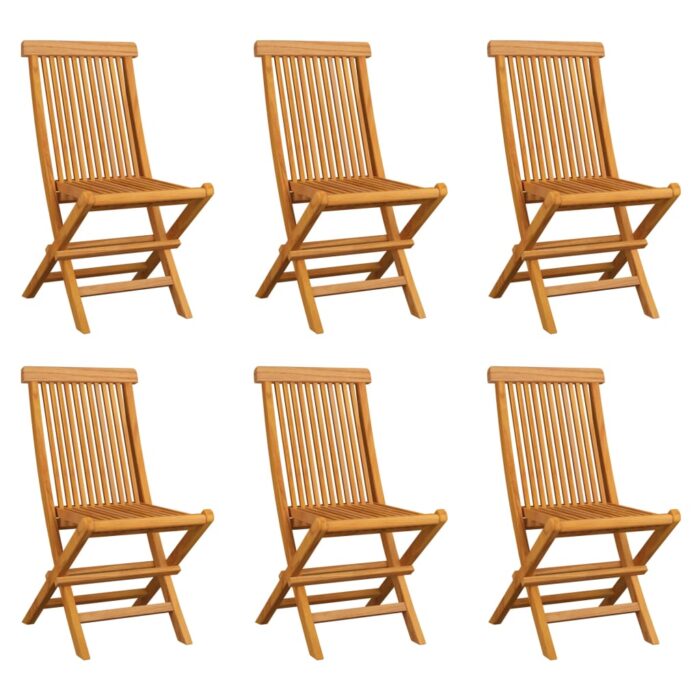 Chaises pliables de jardin 6 pcs Bois de teck solide – Image 1
