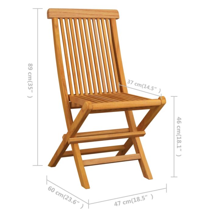 Chaises pliables de jardin 6 pcs Bois de teck solide – Image 4