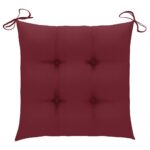 Chaises de jardin avec coussins rouge bordeaux lot de 6 Teck – Image 7