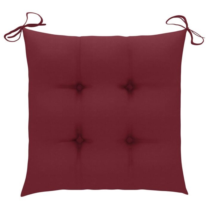 Chaises de jardin avec coussins rouge bordeaux lot de 6 Teck – Image 7